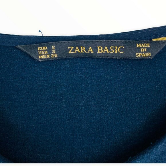 Zara Women's Sheath Dress Short Sleeve Blue Small Fit Flare Cap Sleeve - Picture 4 of 4